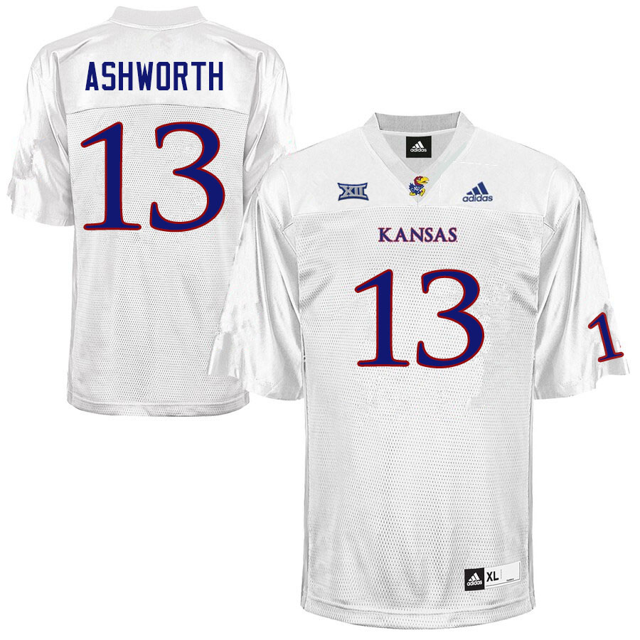 Men #13 Luke Ashworth Kansas Jayhawks College Football Jerseys Sale-White - Click Image to Close